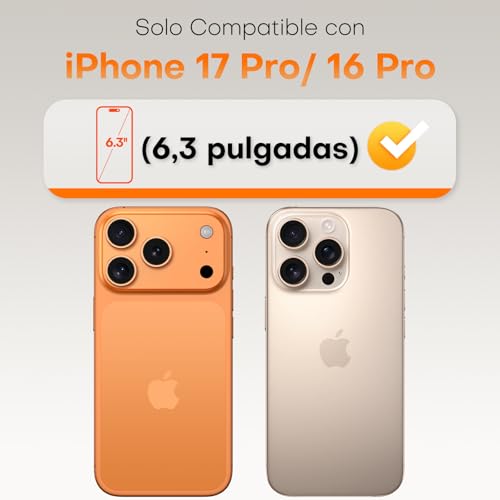 Detalle de TOCOL Cristal Templado iPhone 17/16 Pro 9H 🌟 2 Pzas