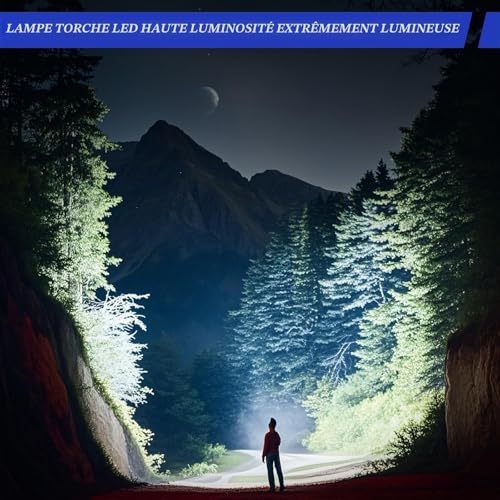 Detalle de Lampe Torche LED Ultra Puissante Jay-PARK F88: 1 000 000 lm, IP67, 5000 mAh
