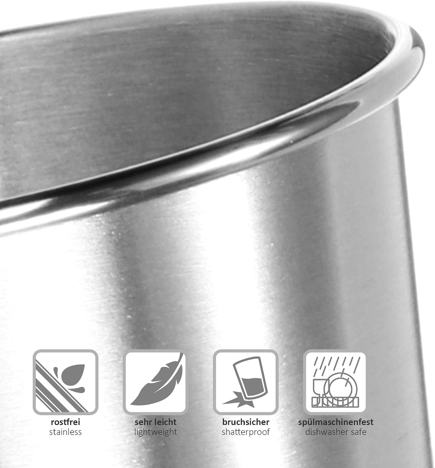 Detalle de com-four® 3 bicchieri in acciaio inox 304 – 250 ml, leggeri, infrangibili e senza BPA
