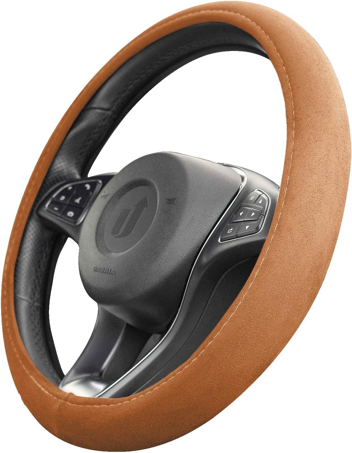 Detalle de Upgrade4cars Couvre volant voiture brun – taille universelle 37 à 39 cm