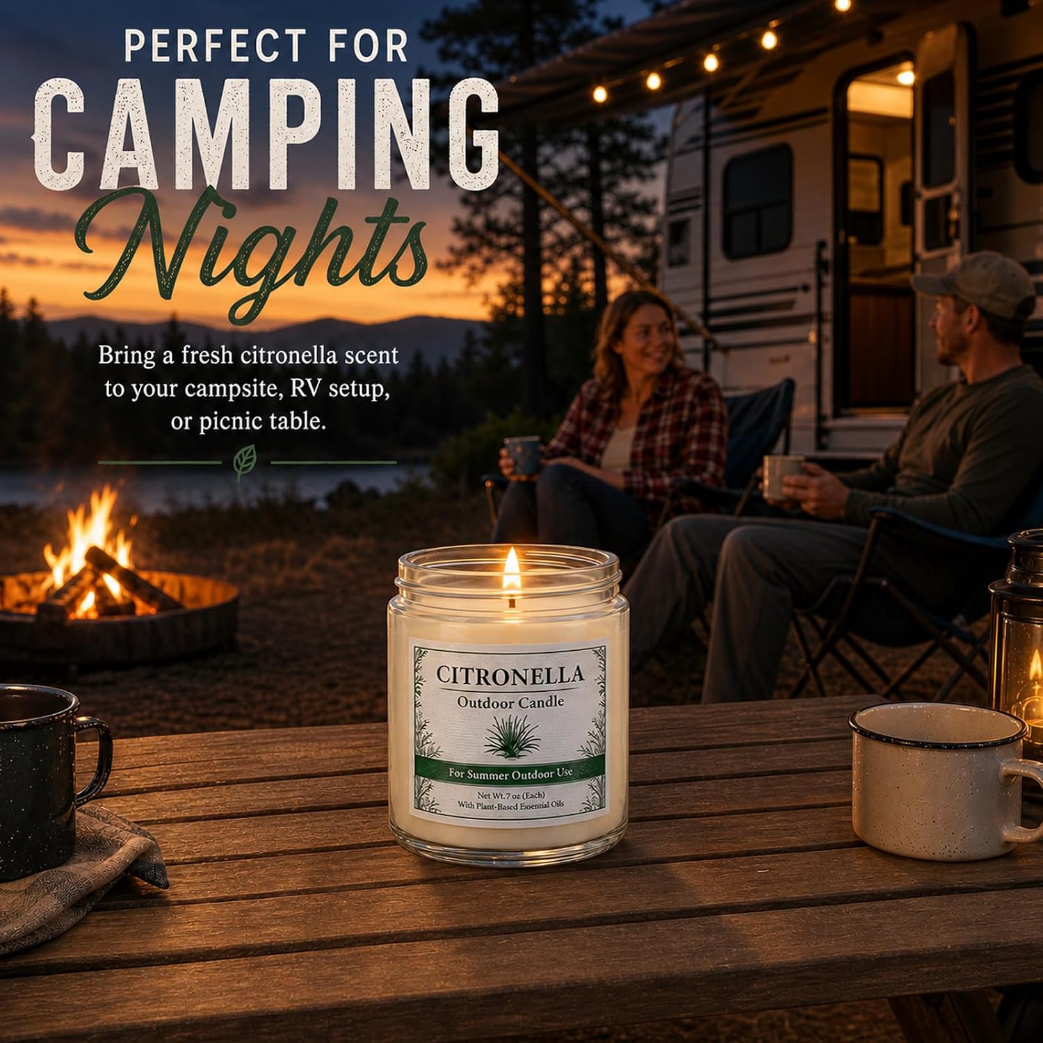 Detalle de Citronella Candles Outdoor - 6 Pack Soy Wax Citronella Candles (300 Hours Total)