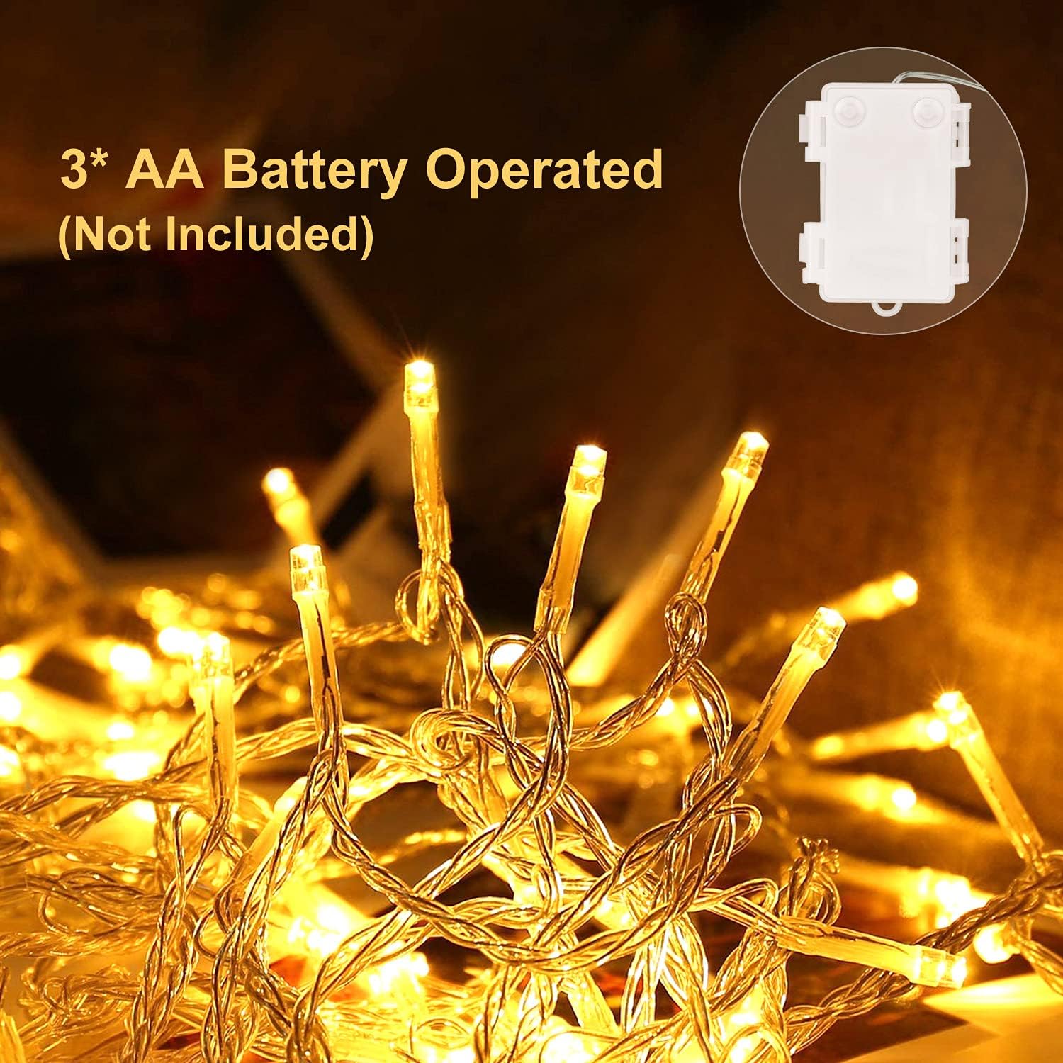 Thumbnail 1 de Hoteril Luci LED Batteria da 15 m con 130 LED e 8 modalità, catena luminosa impermeabile IP65