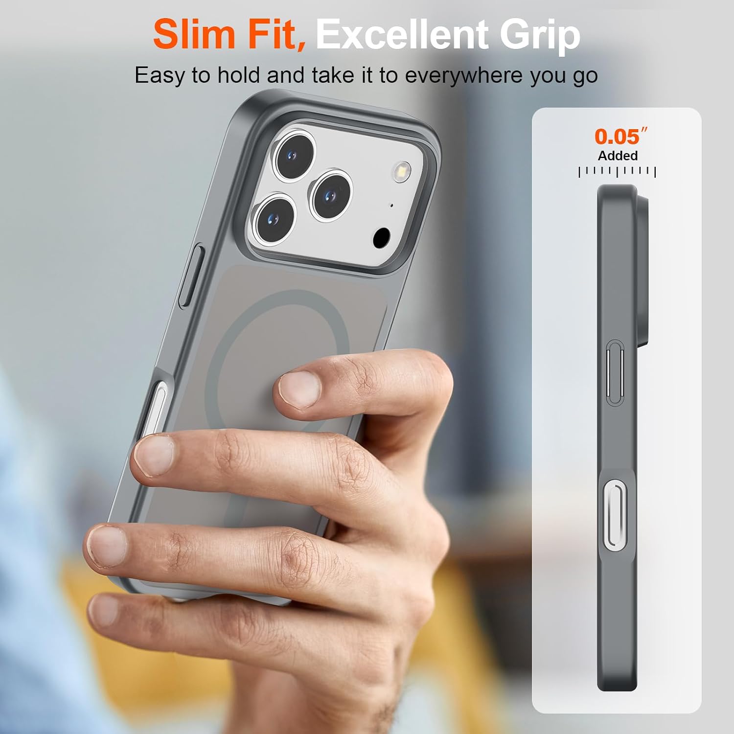 Thumbnail 6 de SUPFINE Magnetic Case for iPhone 17 Pro (MagSafe Compatible) — Military-Grade Drop Protection, Matte Translucent Gray