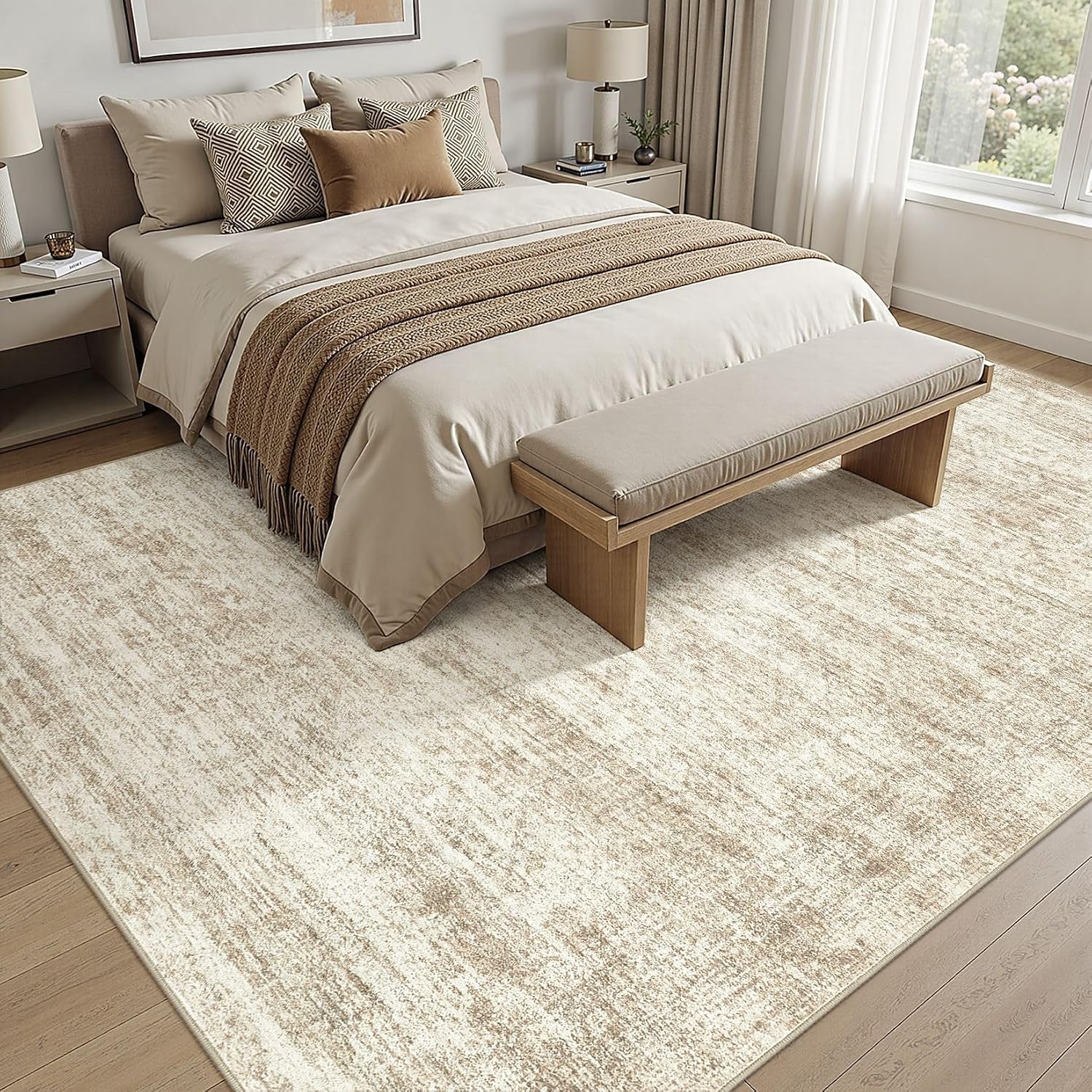 Detalle de cotiled 9' x 12' Area Rug, Washable Abstract Design, Low Pile, Non-Slip