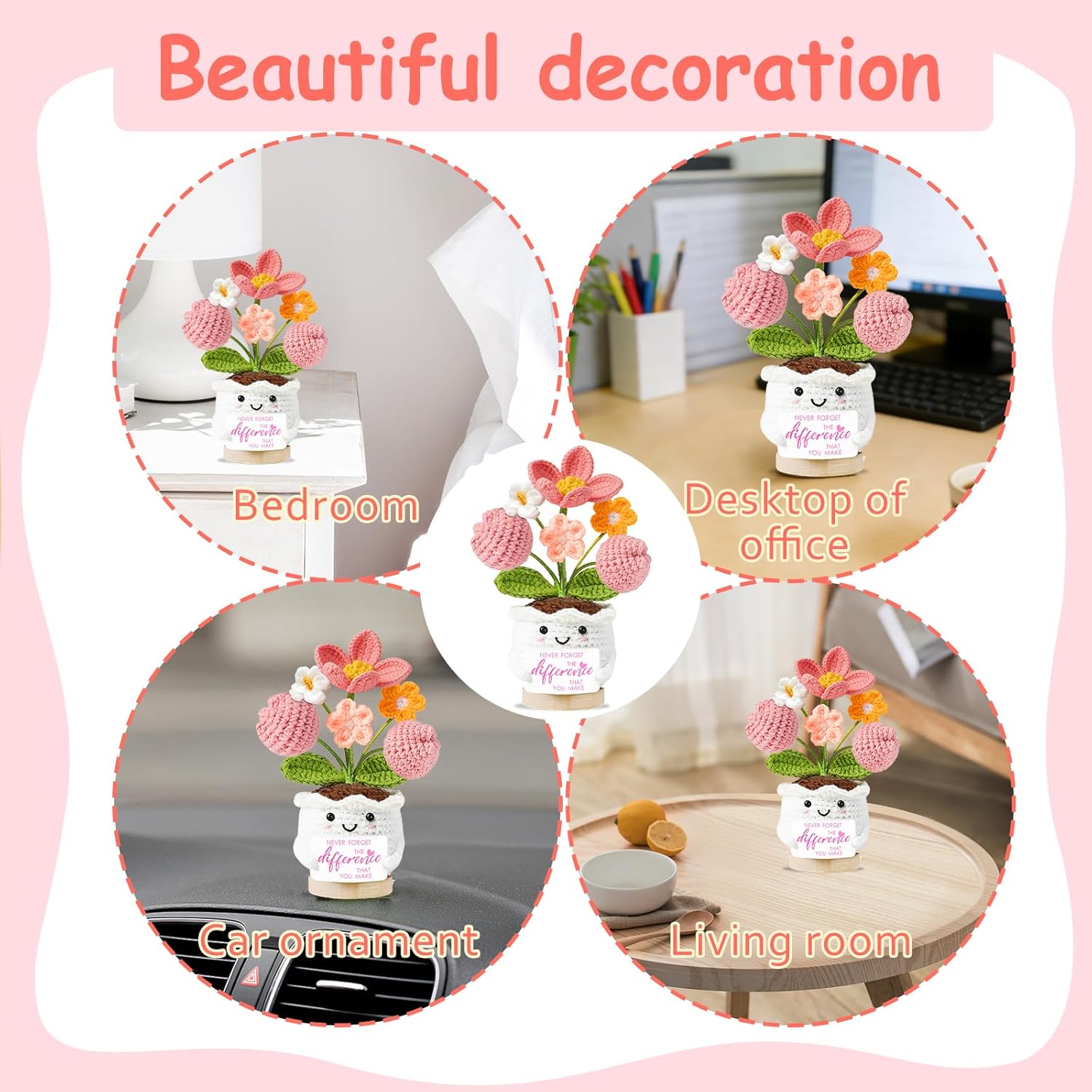 Detalle de Thank You Gifts for Women Positive Emotional Support Crochet Flower