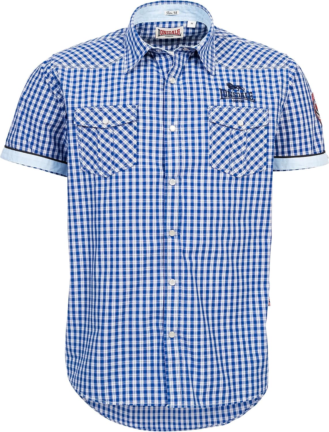 Detalle de Lonsdale Berny – męska koszula slim fit w kratę, krótki rękaw
