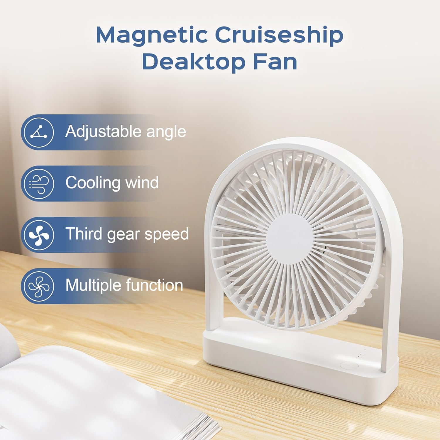 Thumbnail 3 de Yaoledly Magnetic Cruise Ship Fan: Portable USB-C Desk Fan with Strong Magnetic Base