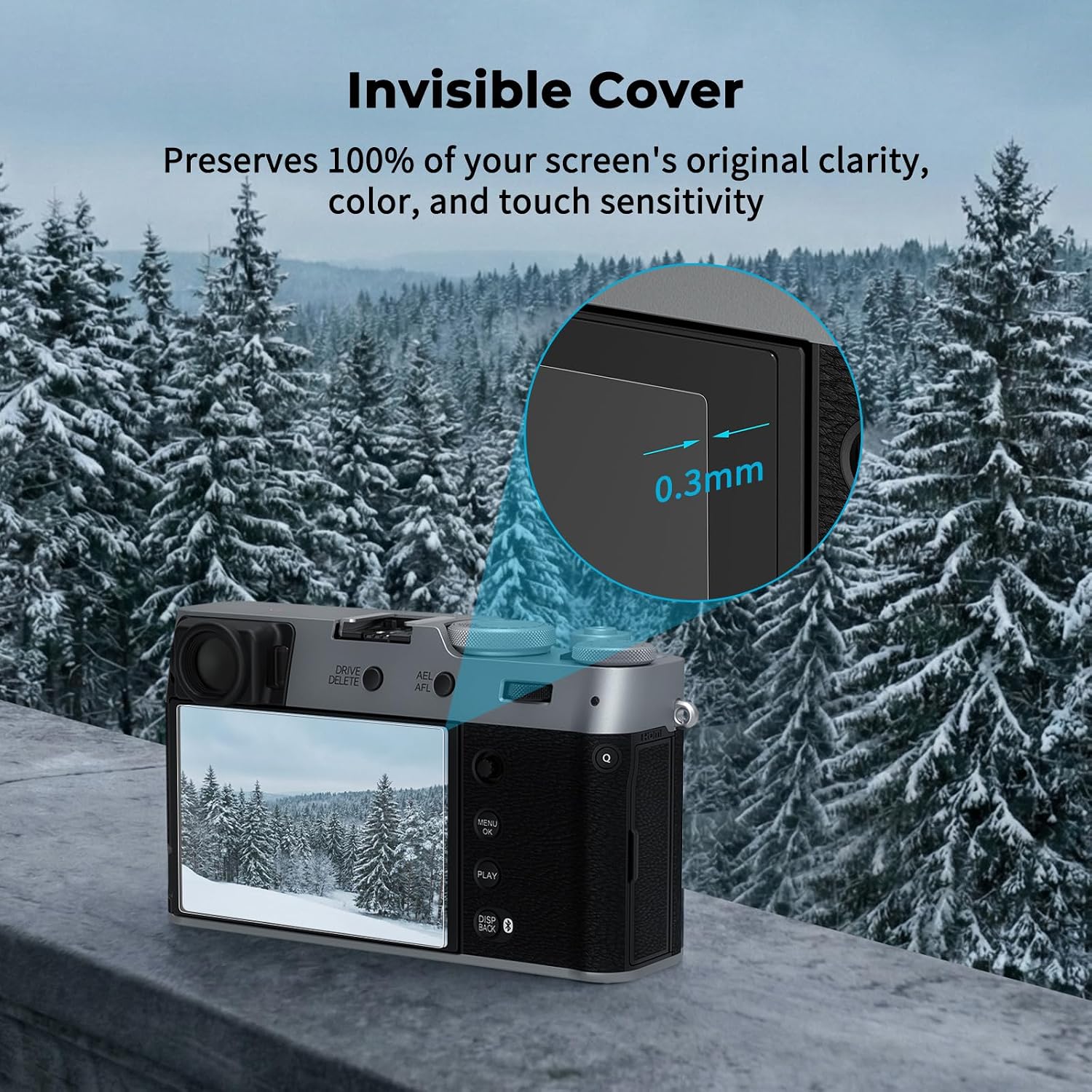 Detalle de Lot de 3 protections d’écran SMALLRIG en verre trempé ultra-fin 0,3 mm pour Fujifilm X100VI / X100V / X-E4 / X-T4 / X-T5 et Ricoh GR IV