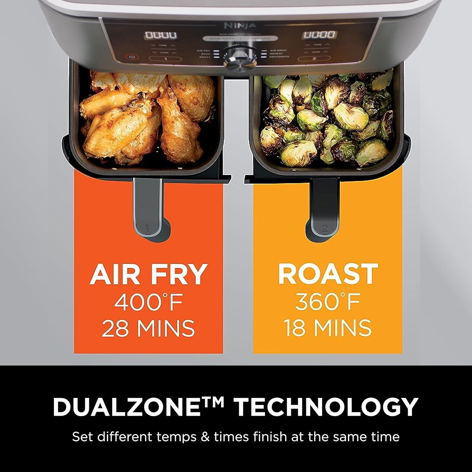 Thumbnail 4 de Ninja DZ401 Foodi 10 Quart DualZone XL 6-in-1 2-Basket Air Fryer (Grey)