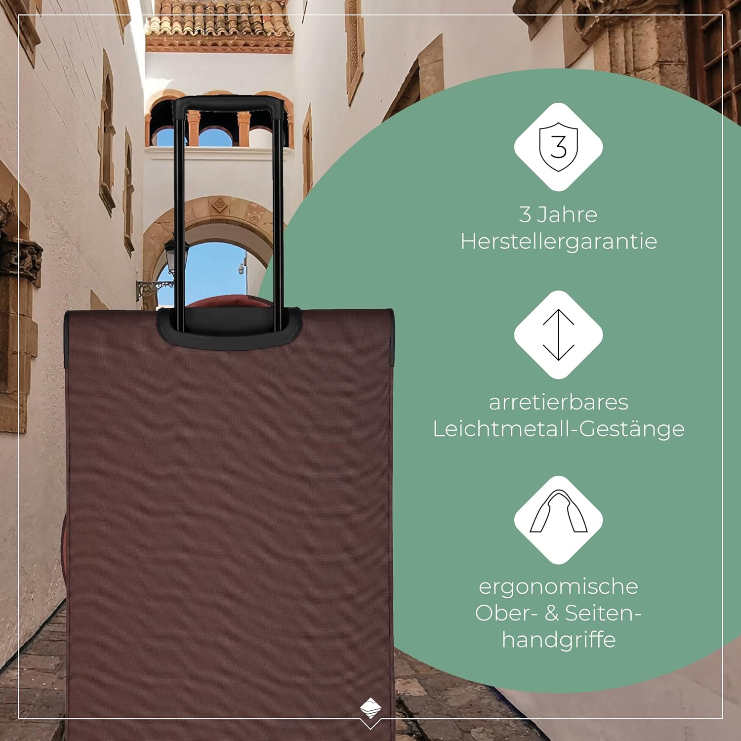 Detalle 2 de travelite 4-Rad Trolley Größe L „VIIA“ mit Dehnfalte, TSA-Schloss und Weichschale aus recyceltem Polyester