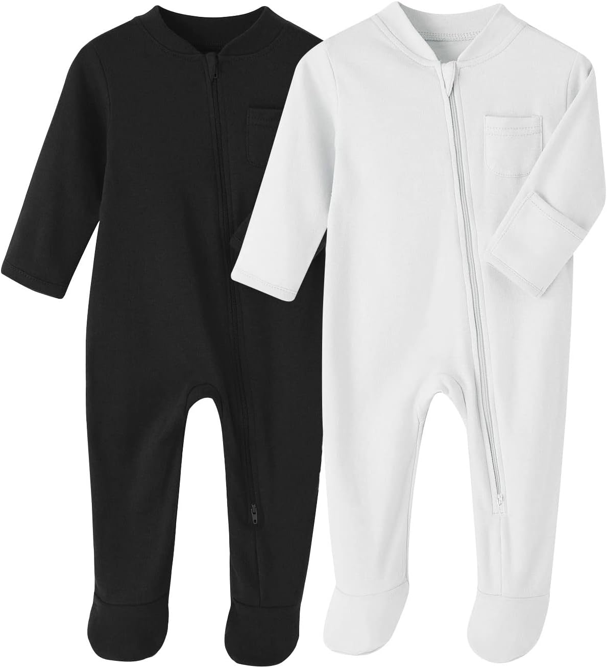 Thumbnail 5 de BINIDUCKLING Unisex Infant 2-Pack Zip-Up Baby Bodysuits: Cozy, Practical Quick-Change Rompers