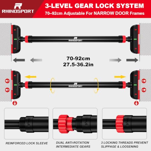 Thumbnail 3 de RHINOSPORT Pull Up & Chin Up Bar for Narrow Doorways (70-92cm) – Heavy-Duty 200kg Load