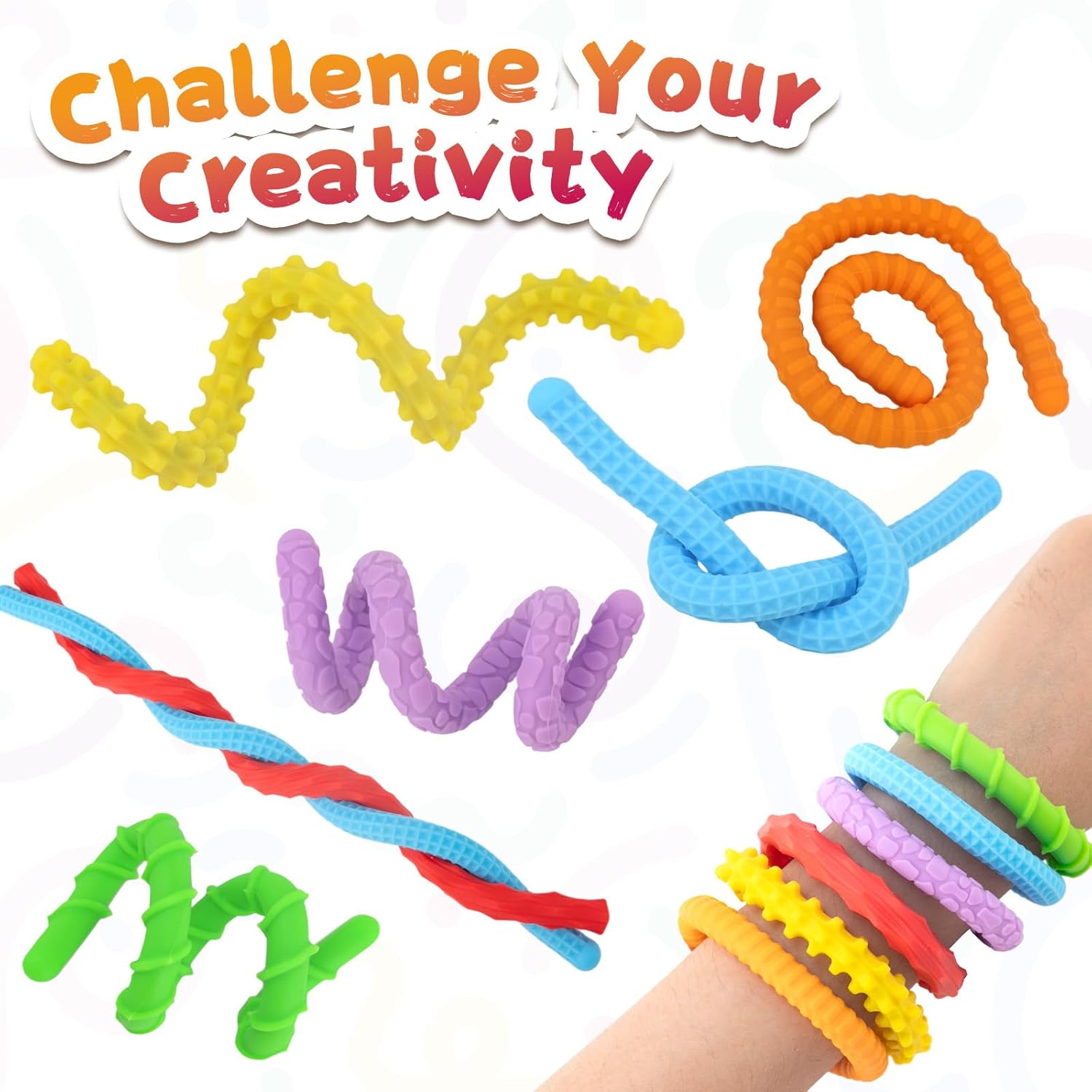 Detalle de ddLUCK Fidget Toys Silicone Sensory Sticks (Textured Calming Sticks) — 6 Pack for Kids 3+ & Adults