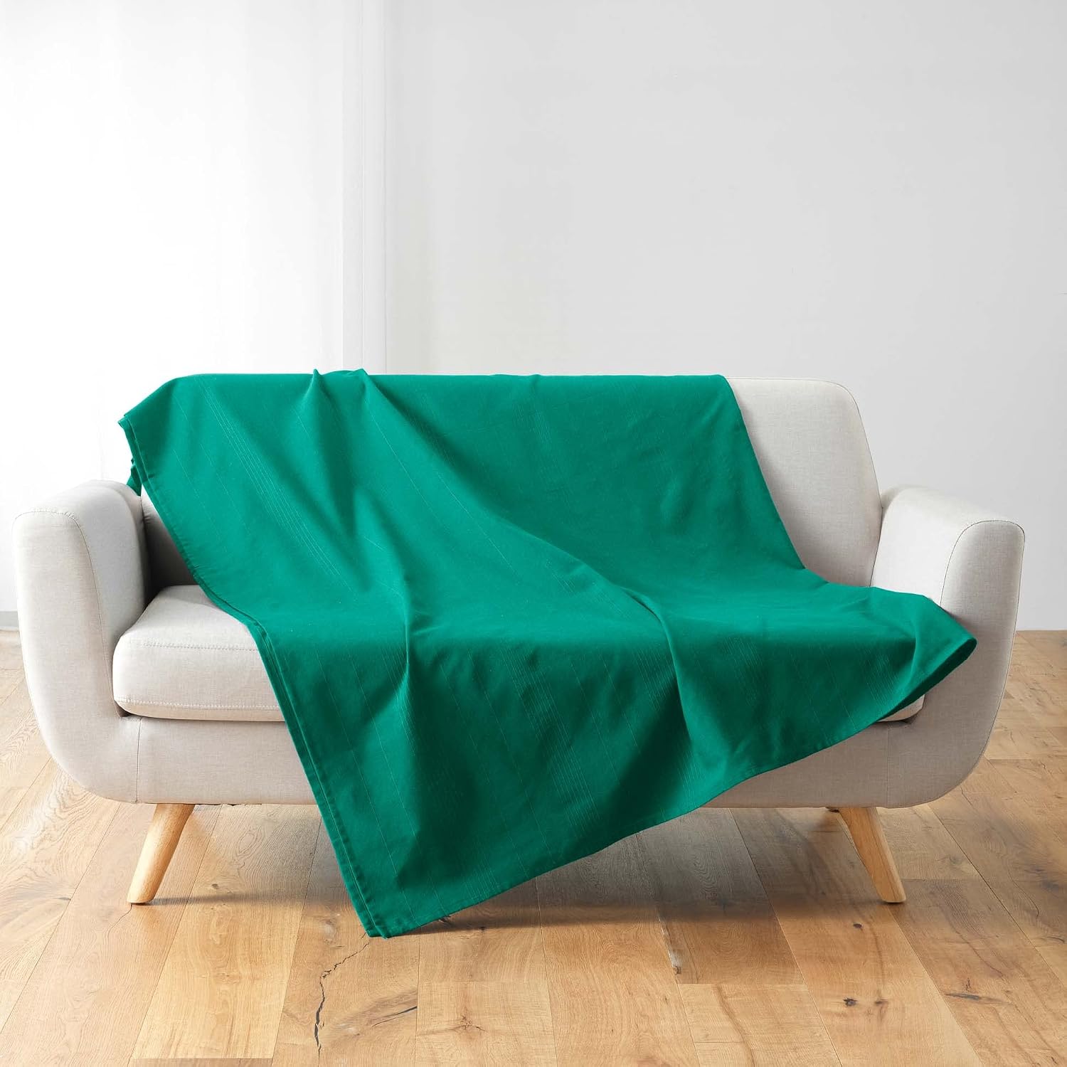 Thumbnail 1 de Plaid Lucile Emeraude 220 x 240 cm – Douceur d'Intérieur, PolyCotton Uni