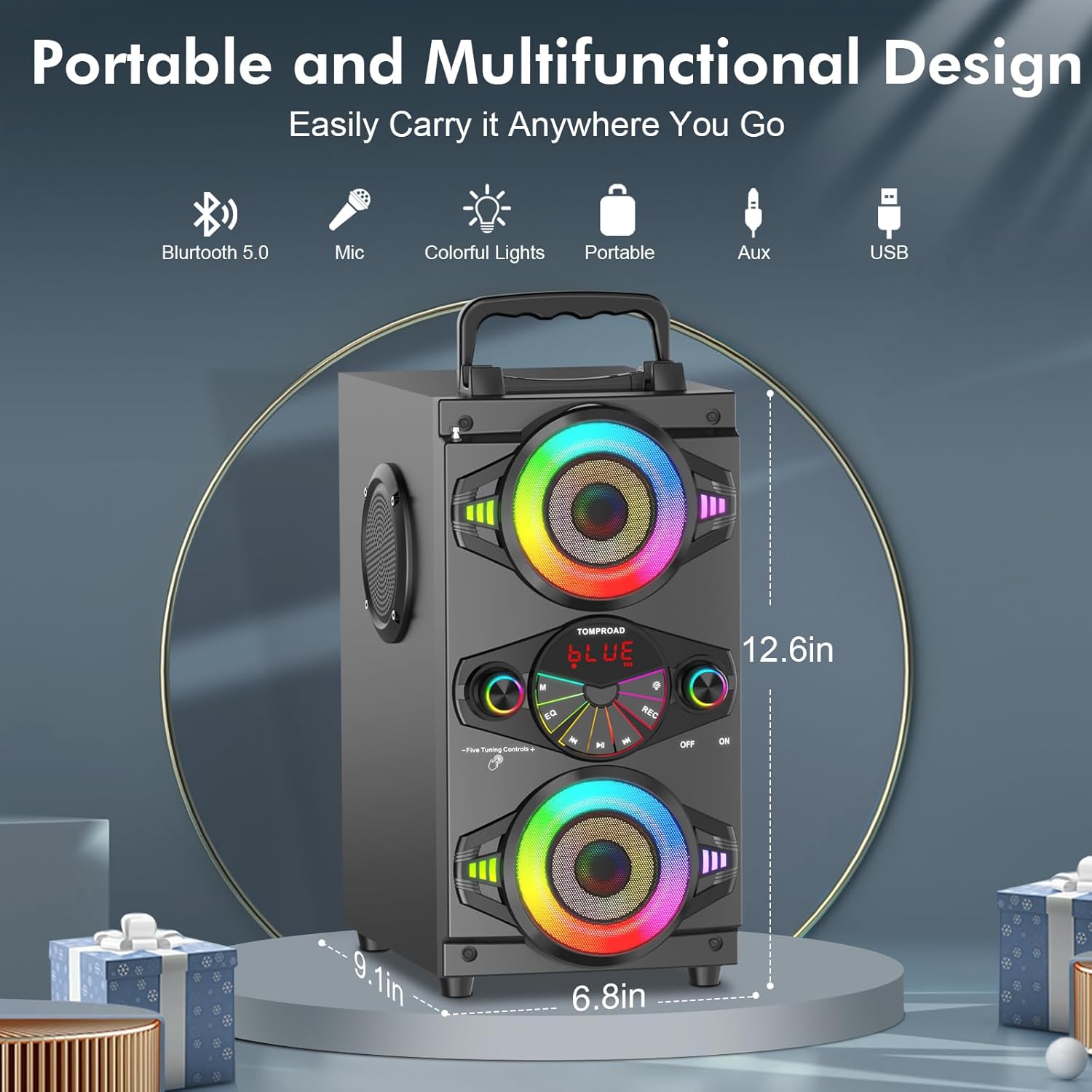 Thumbnail 1 de Altoparlanti Bluetooth A52 da 60 W con subwoofer, LED e karaoke: potenza portatile per feste