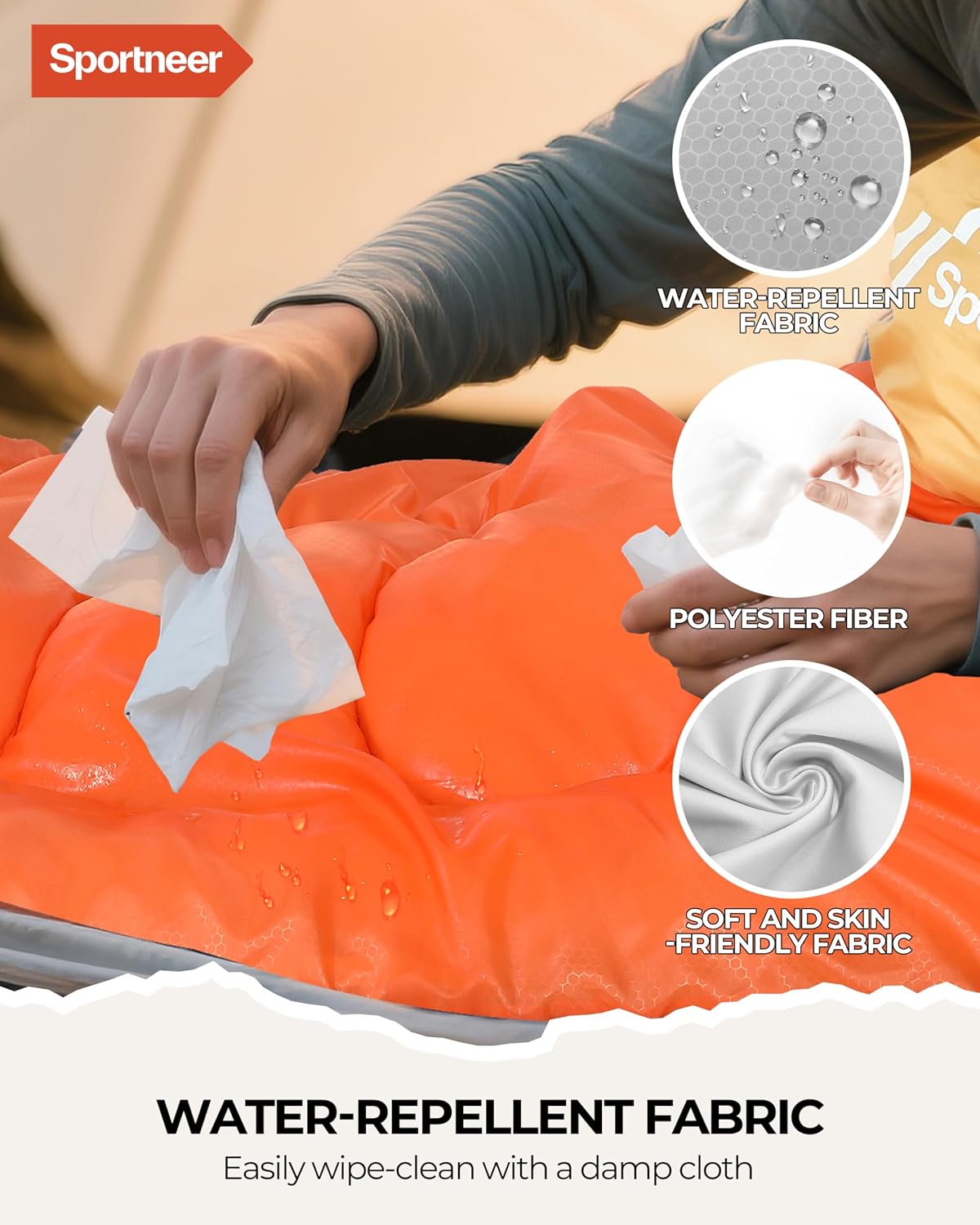 Detalle 2 de Sportneer Camping Sleeping Bag for Adults & Kids (3–4 Season) – Warm, Lightweight & Compact