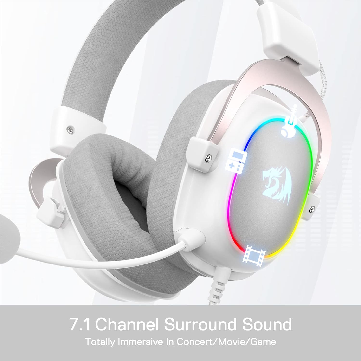 Thumbnail 2 de Redragon H510 RGB Weiß Gaming Kopfhörer – 7.1 Surround, 53 mm Treiber, Memory Foam