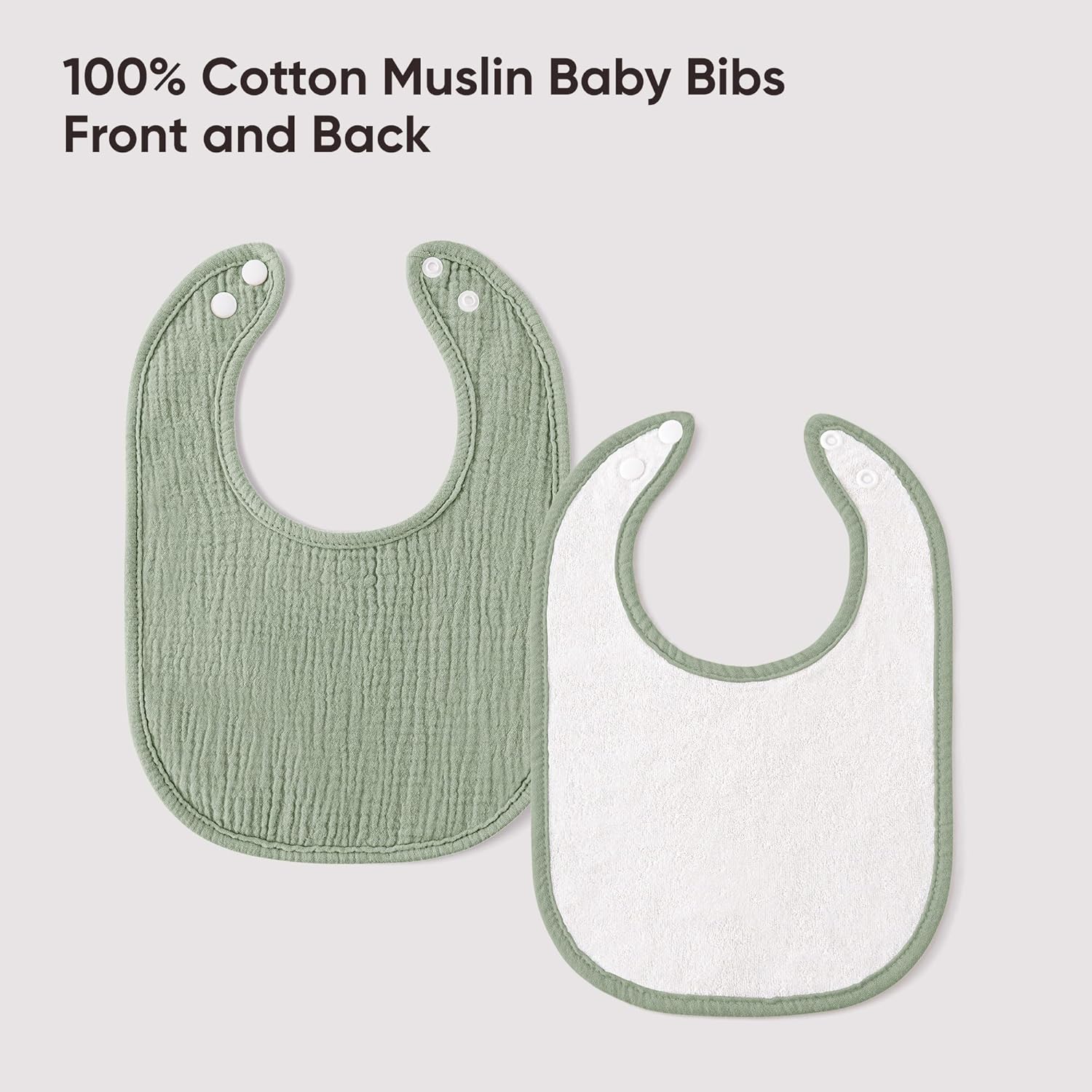 Thumbnail 3 de Bearmoss Muslin Baby Dribble Bibs – 100% Cotton, 8-Pack Bandana Bibs for Unisex Babies
