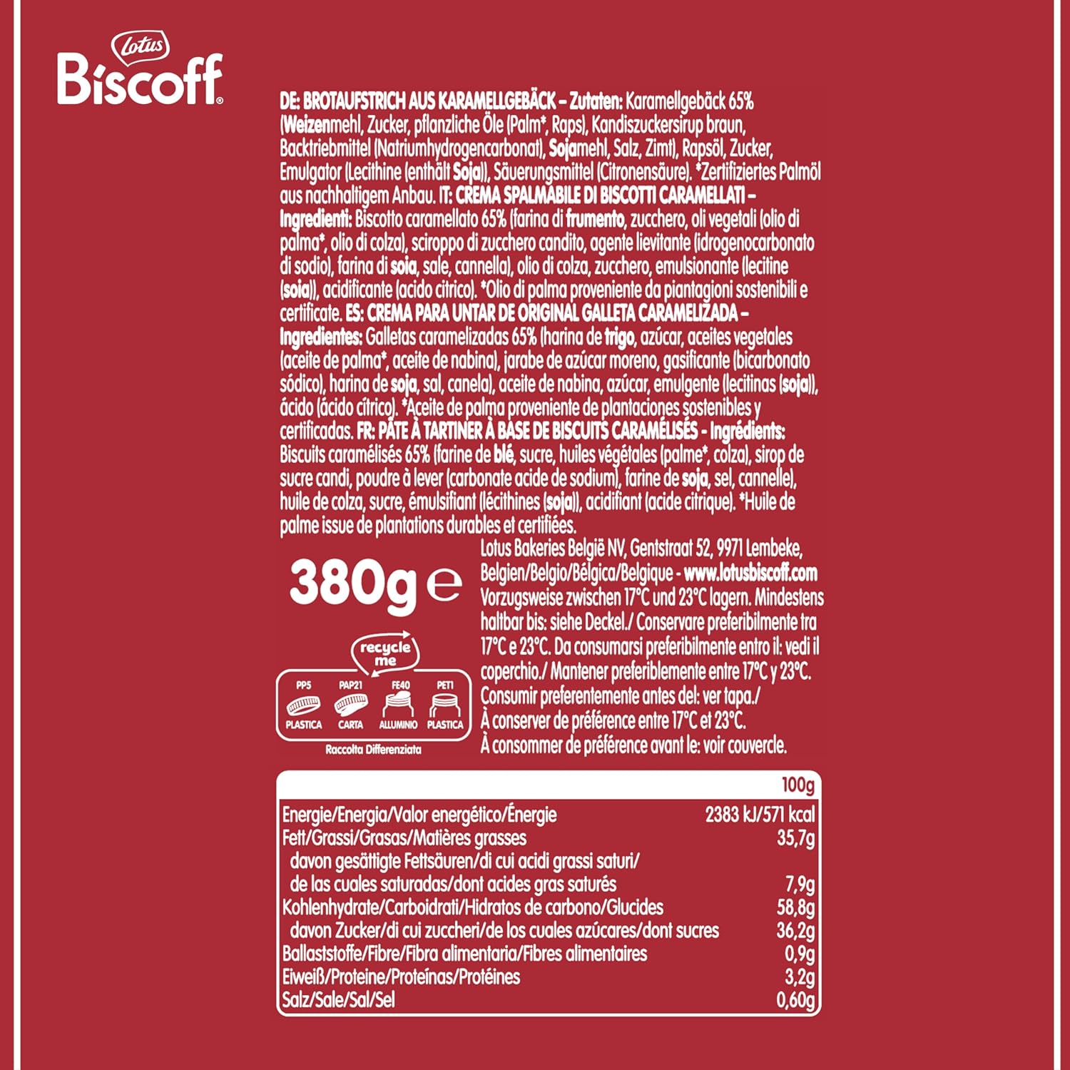 Thumbnail 1 de Lotus Biscoff Crema Spalmabile Croccante 380 g – Biscotto Caramellato, Vegana e senza Noci