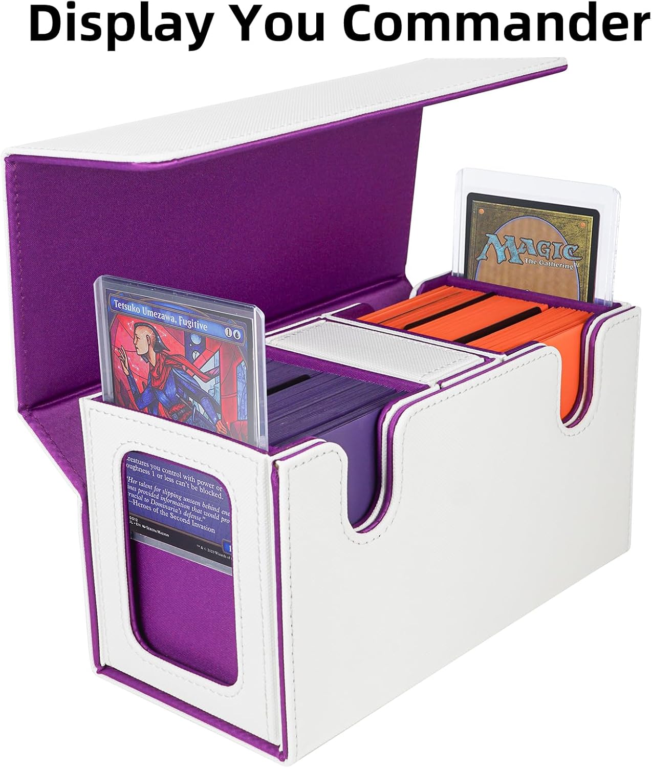 Thumbnail 2 de AFIING MTG Commander Card Storage Box – 220+ Sleeved Cards, 3-in-1 Deck Case (White/Purple)