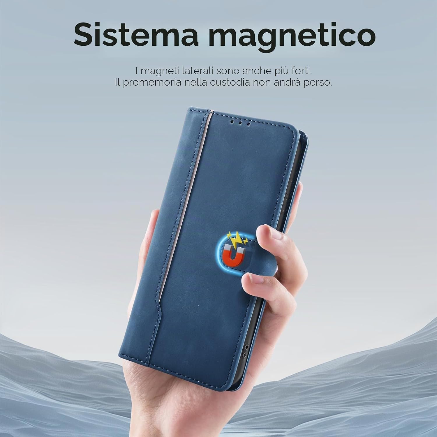 Detalle de AsWant Cover per Honor 400, Custodia Libro Premium in PU con Blocco Magnetico e Funzione Stand (Blu)