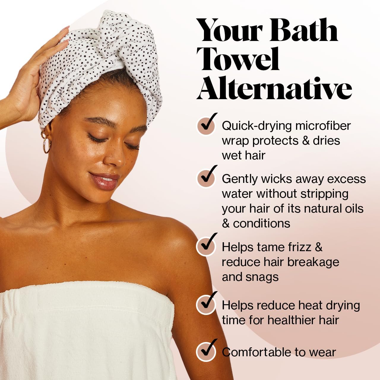 Thumbnail 3 de Kitsch asciugamano in microfibra per capelli da donna ad asciugatura rapida (turbante) per capelli lunghi