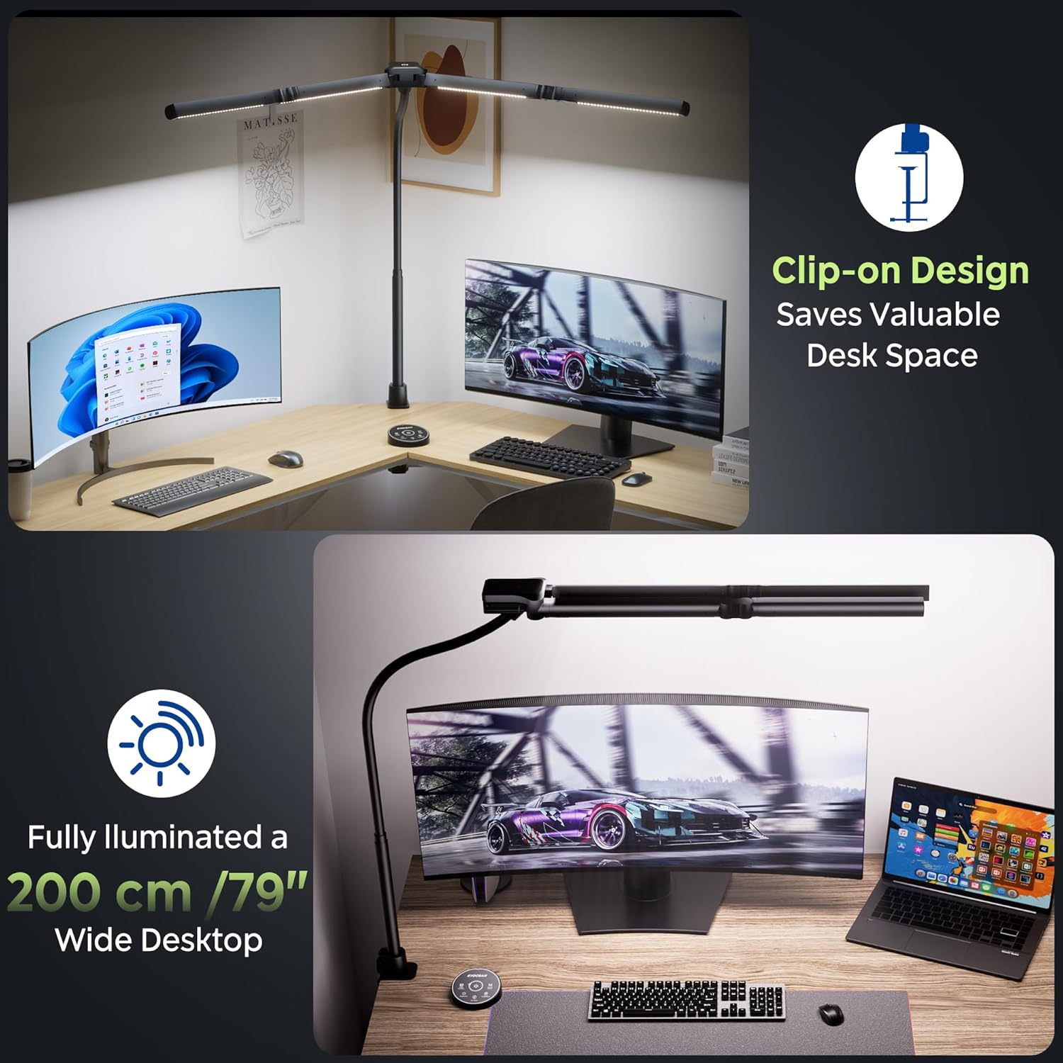 Thumbnail 6 de EYOCEAN Schreibtischlampe mit 4 Lichtquellen – dimmbar, Fernbedienung, 100 cm Lichtband