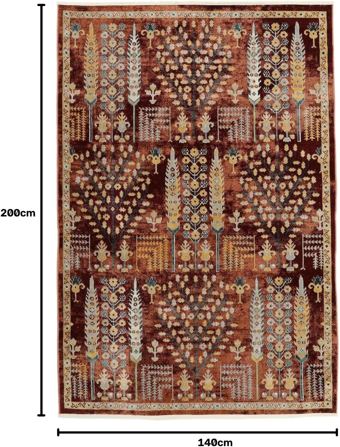 Detalle de RugVista Razavi Rug, 140 x 200 cm Rust Low-Pile Machine-Woven Rug
