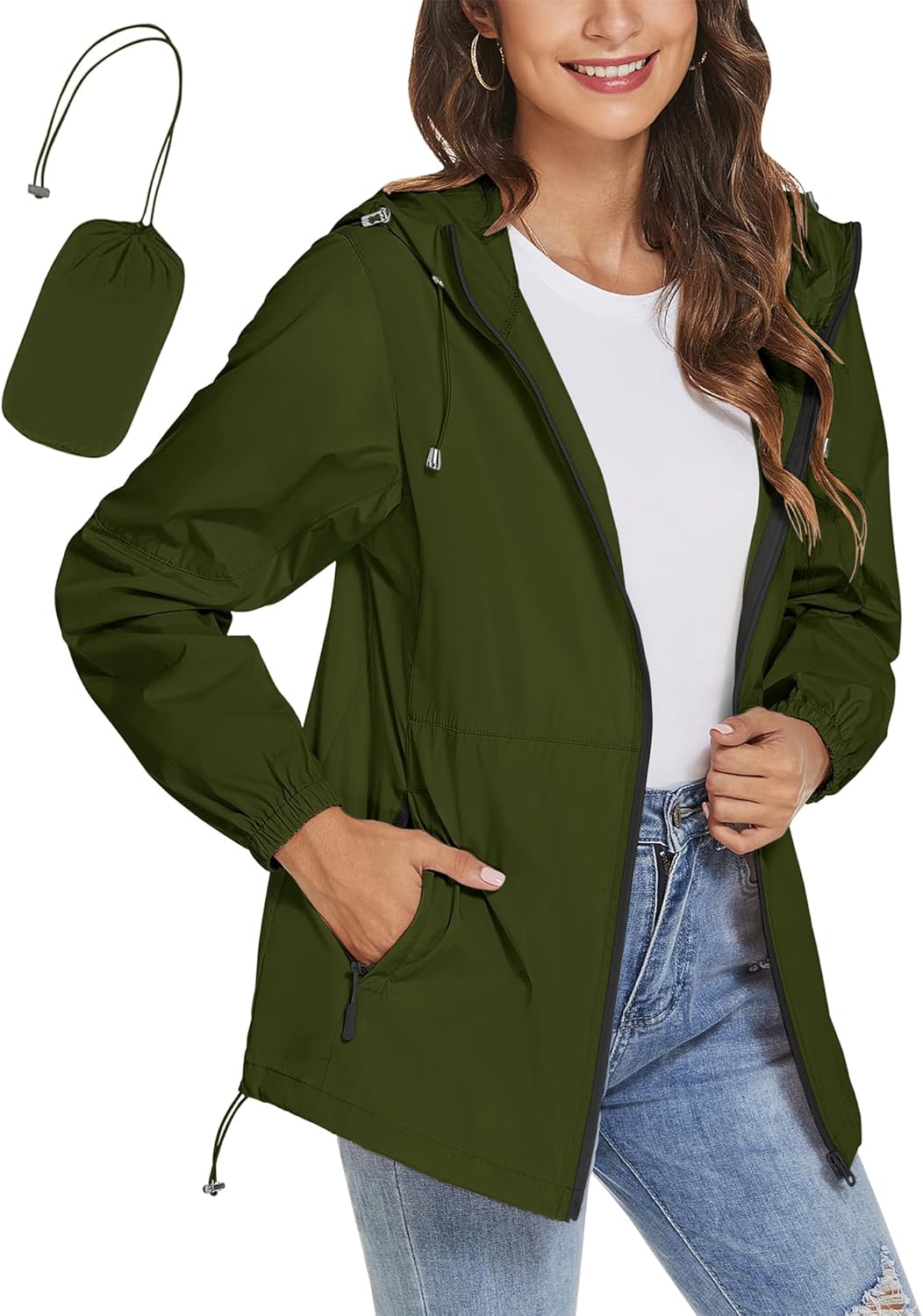 Thumbnail 6 de TCOT Women Rain Jacket Waterproof Windbreaker