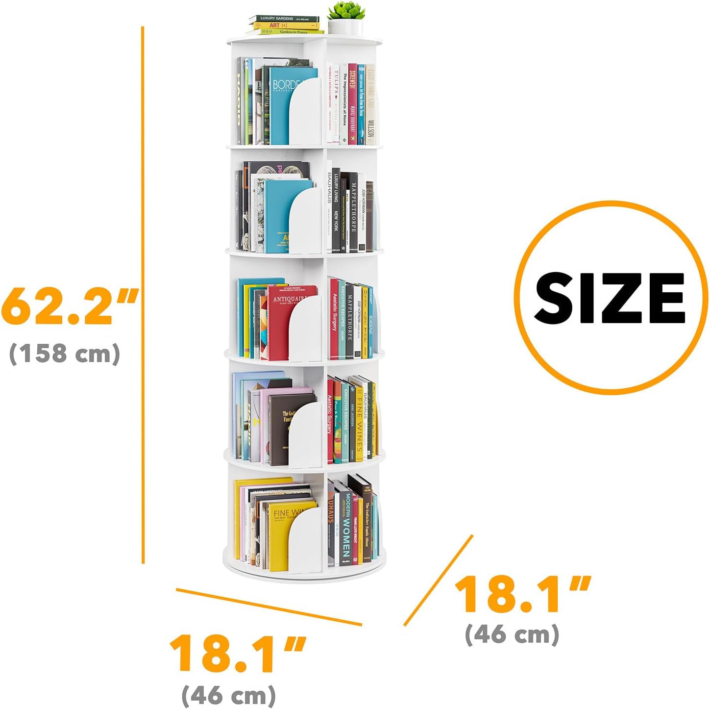 Detalle 2 de SpaceAid 5 Tier Rotating Bookshelf Tower 62.2H