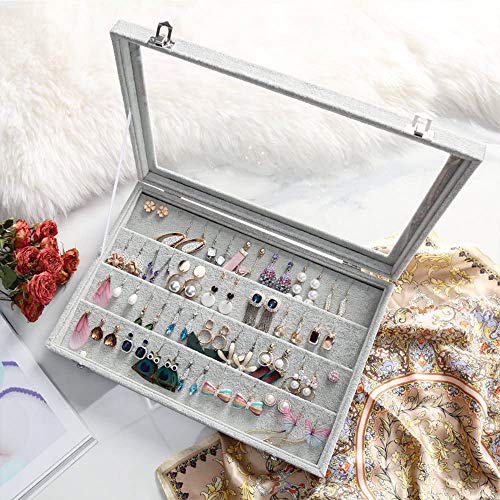 Detalle de BIENSER Earrings Organiser: 40-Pair Glass-Lid Storage Box
