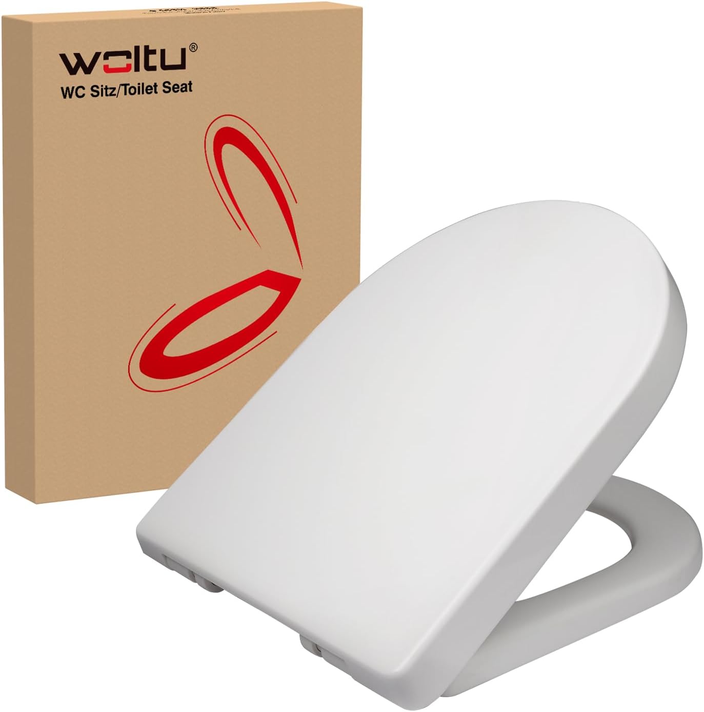 Detalle de WOLTU D Shape Toilet Seat with Soft Close and Quick Release – White