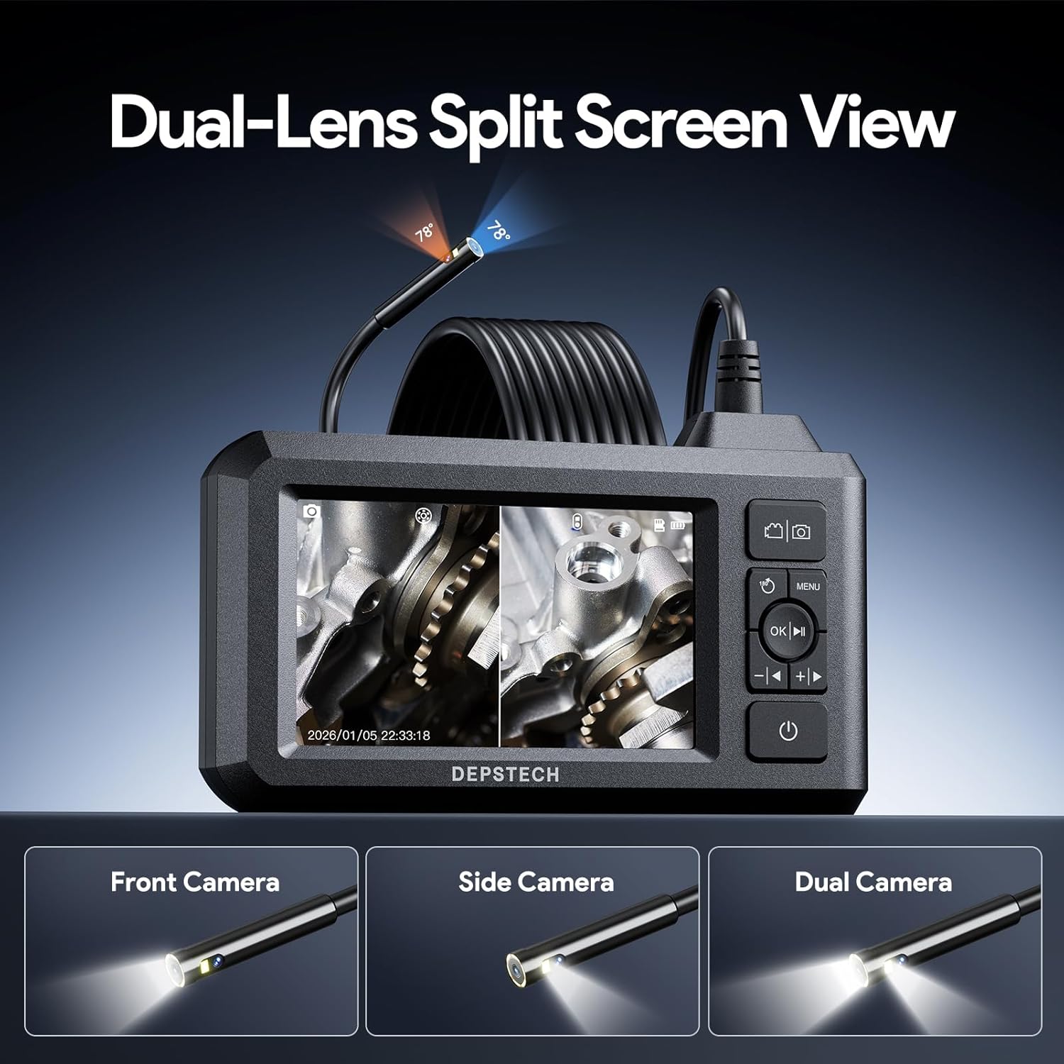 Thumbnail 1 de DEPSTECH Dual Lens Endoscope 1080P 4.3"