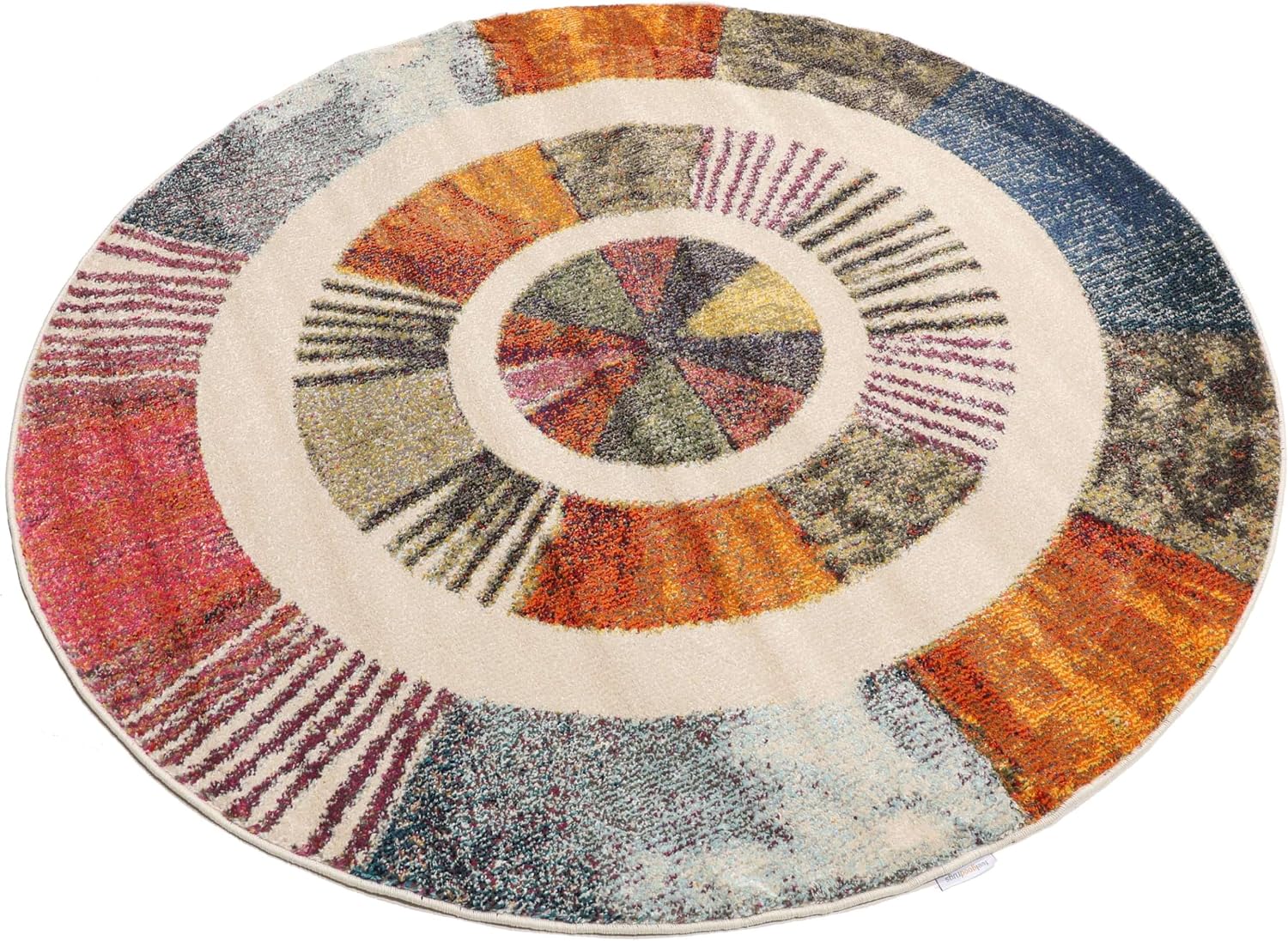Detalle de RugVista Going round round rug, Ø 150 cm, multicoloured, medium pile