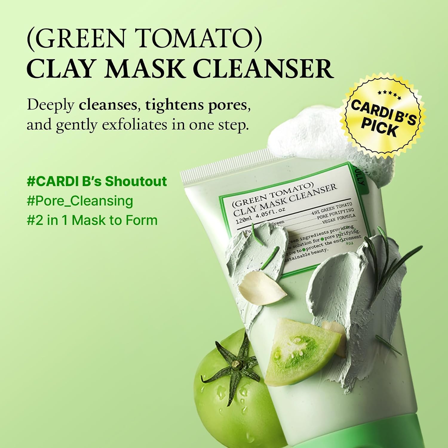Detalle de Green Tomato Clay Mask Cleanser ⚙