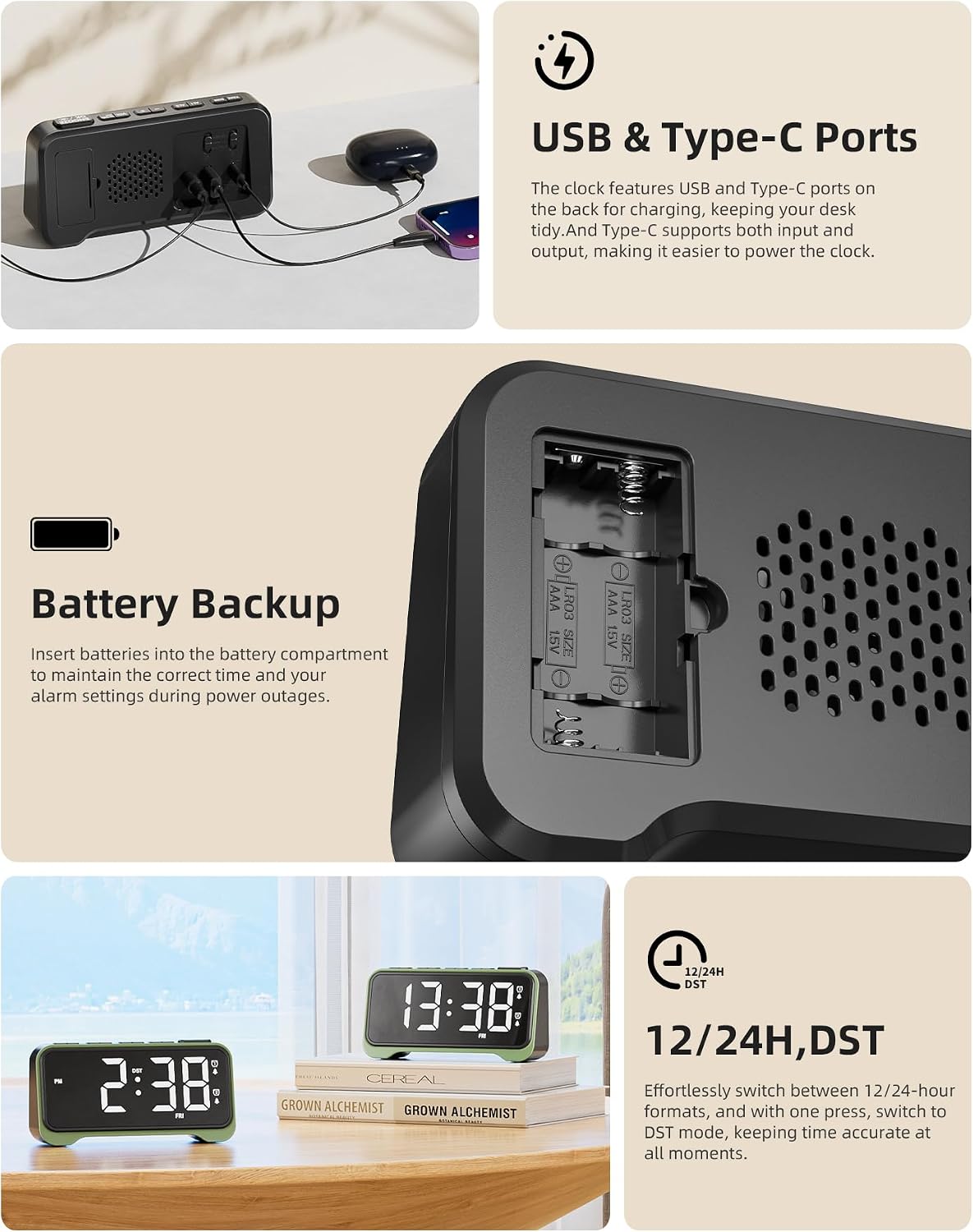 Thumbnail 6 de ROCAM Alarm Clock Beside for Heavy Sleepers & Teens