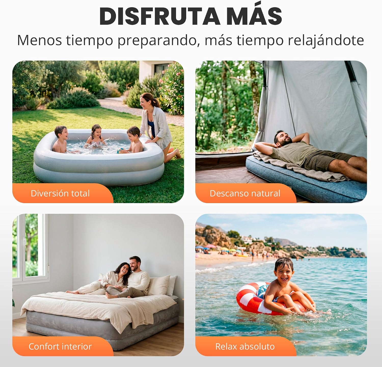 Detalle de JUPPLIES Inflador Eléctrico 2 en 1 (240V AC + 12V DC) para colchones, piscinas y paddle surf