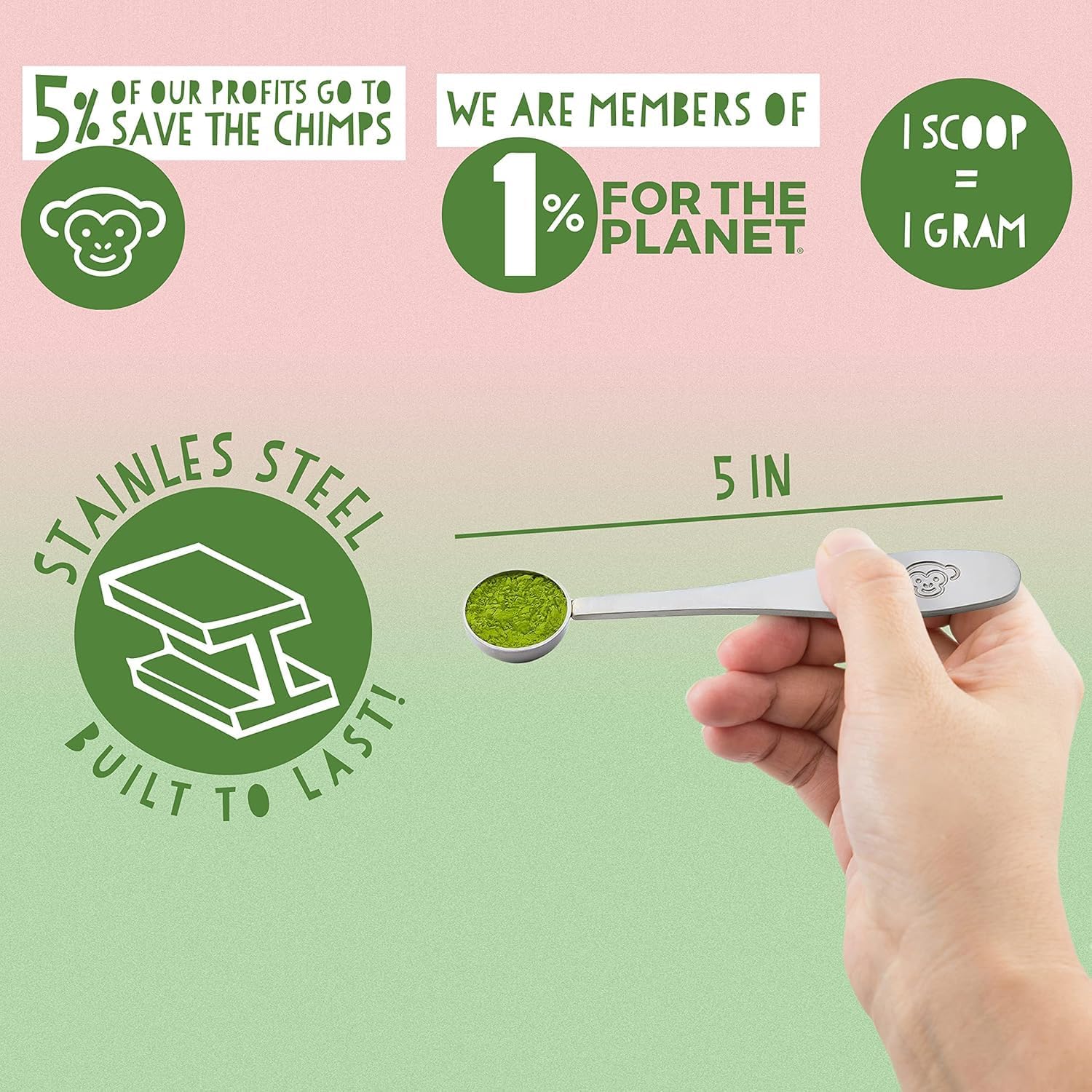 Detalle de PureChimp Matcha Measuring Spoon – 1g Stainless Steel Scoop for Precise Prep
