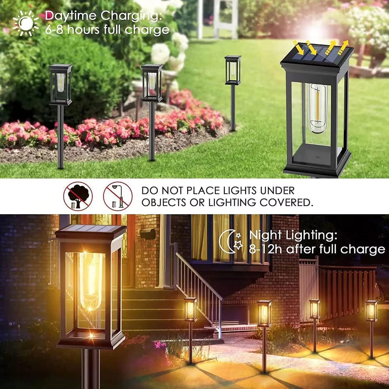 Detalle 2 de Lampe solaire jardin 8 lumières 800 mAh
