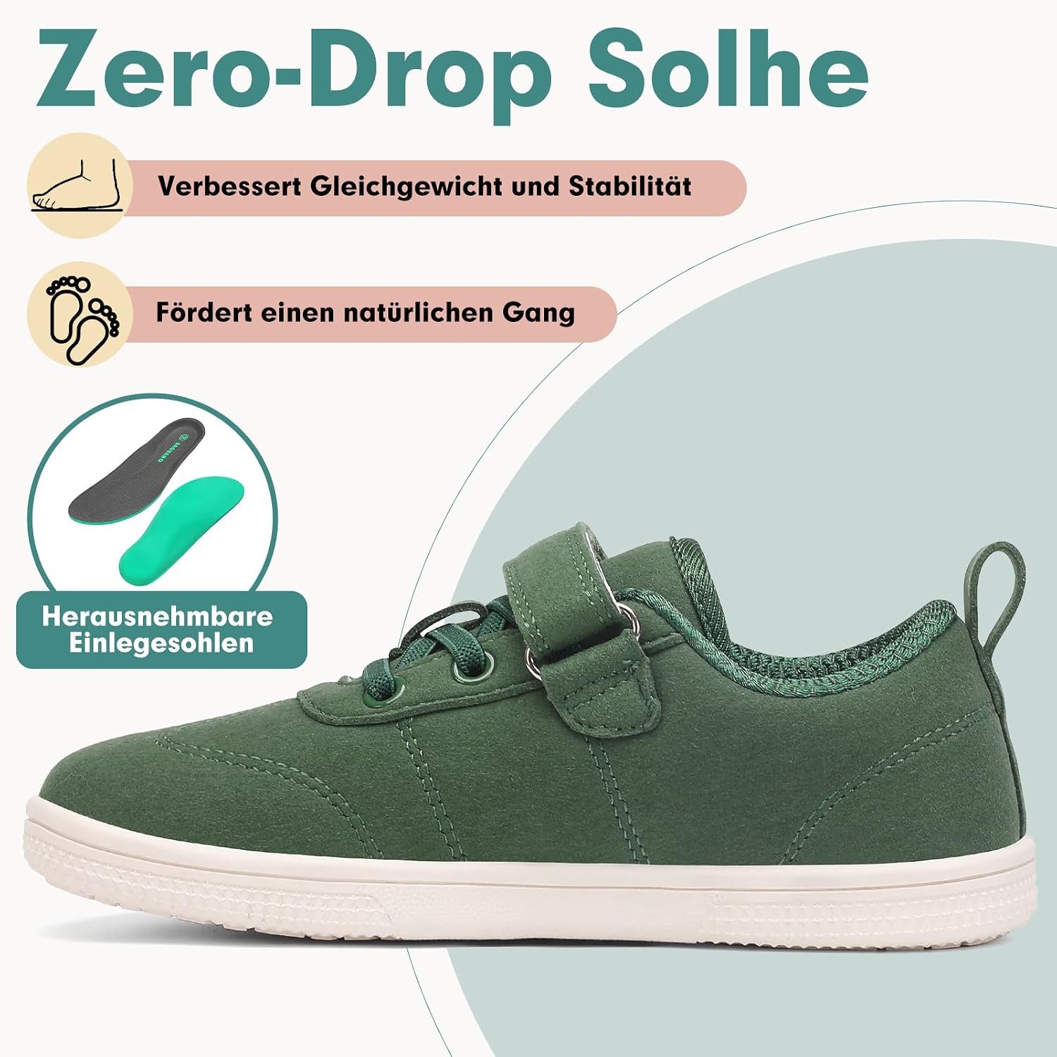 Thumbnail 3 de SAGUARO Barfußschuhe Kinder – Outdoor Sneaker mit breiter Zehenbox, Klettverschluss und Zero-Drop Sohle (Gr. 25–35)