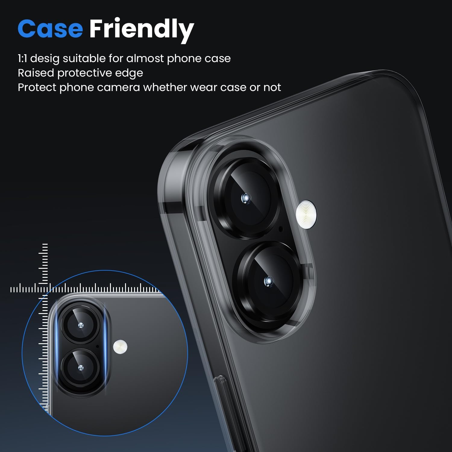 Thumbnail 4 de WSKEN Camera Lens Protector for iPhone 17/16/16 Plus – 9H Tempered Glass with Aluminium Ring