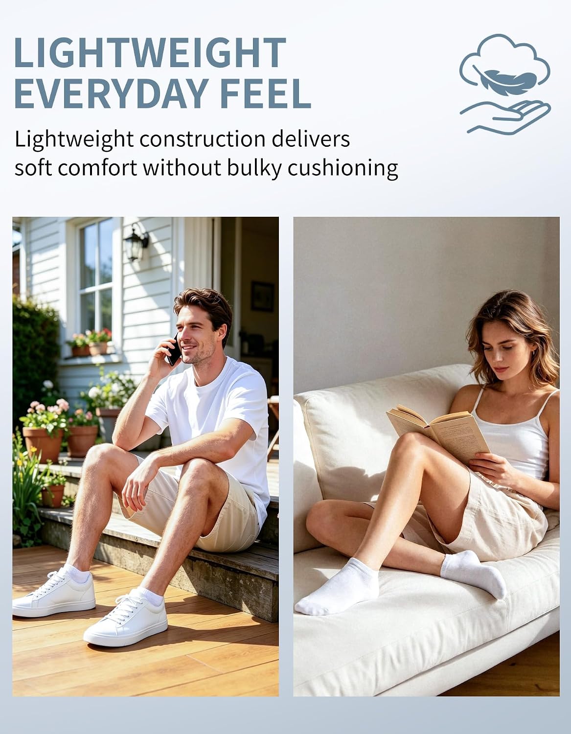 Thumbnail 6 de CLOSEMATE 5/10 Pairs Ankle Socks for Men and Women – Breathable Cotton, Reinforced Heel & Toe, Non-Slip Low Cut