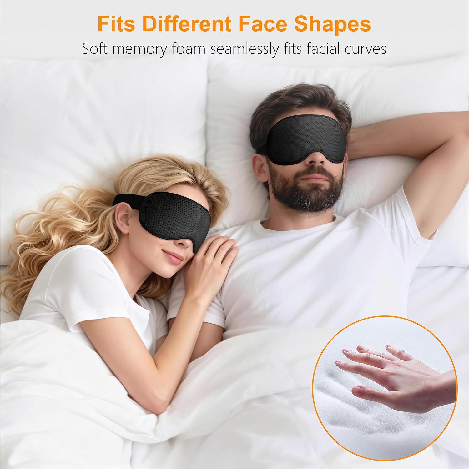 Detalle de Gritin 100% Blackout Sleep Eye Mask – 3D zero-pressure eye design for side sleepers