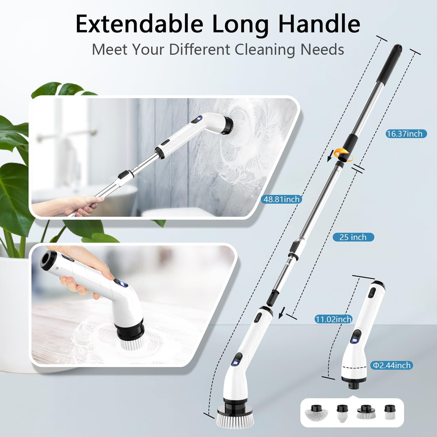 Detalle 2 de TUYU Electric Spin Scrubber IPX7 Waterproof 🧽