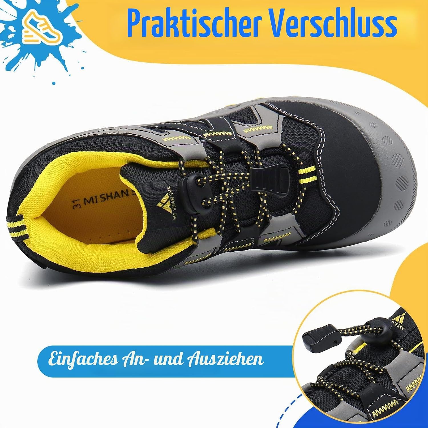 Detalle de Mishansha Kinder Trekkingschuhe Jungen – atmungsaktiv, rutschfest, Gr.24–38