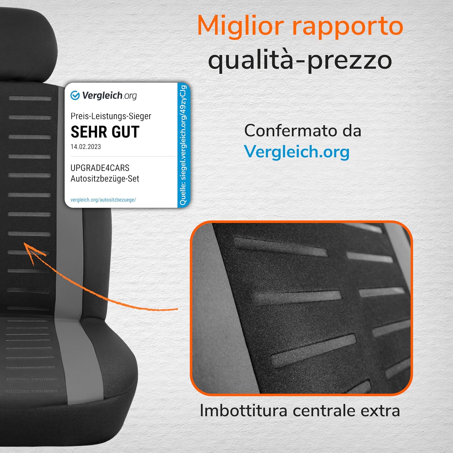 Detalle de Upgrade4cars Coprisedili Anteriore 2026 Grigio