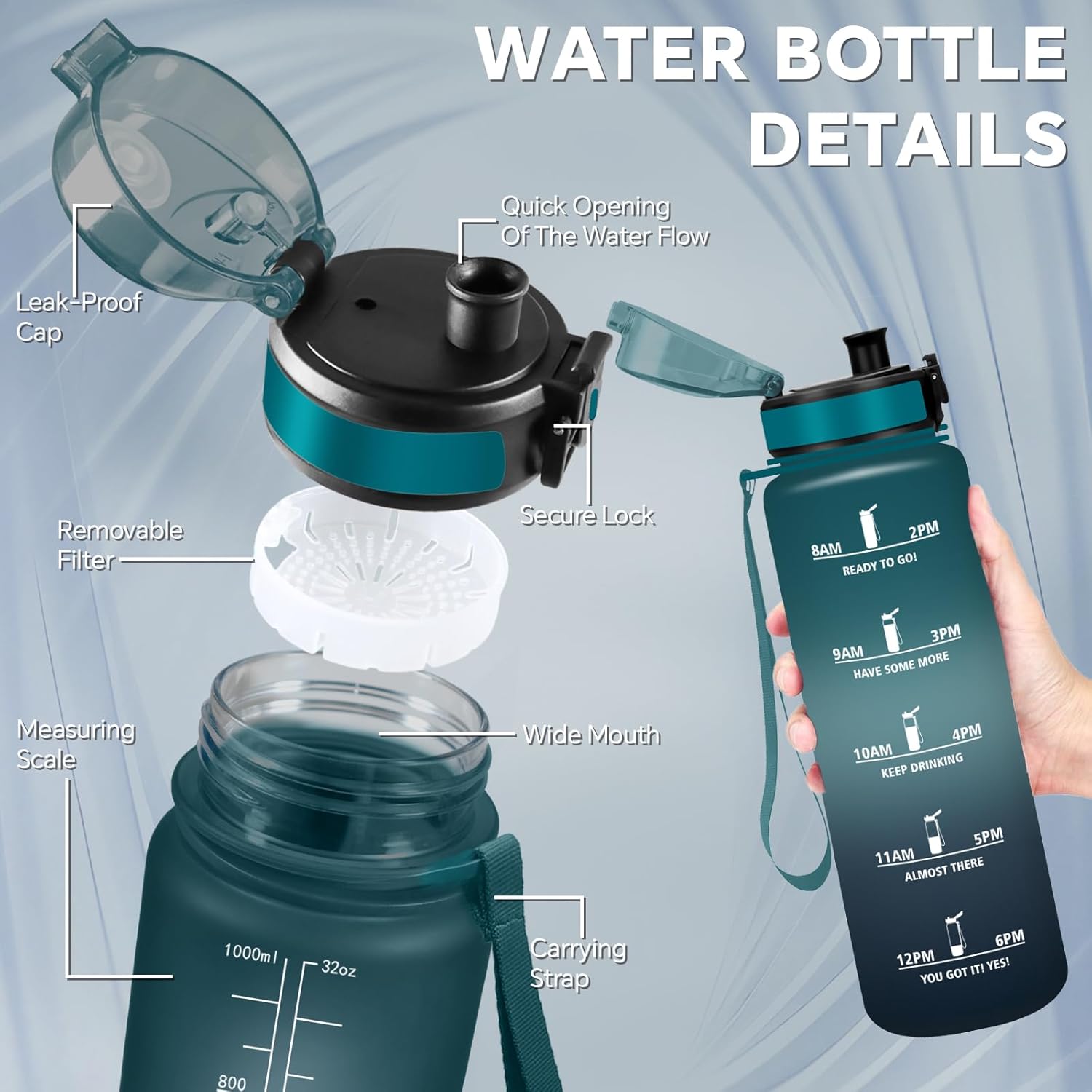 Thumbnail 3 de Botella de Agua 1L con Filtro Infantil 🚰 Fácil Transportar