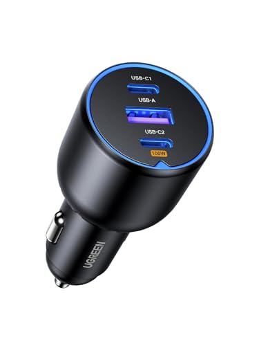 Detalle de UGREEN 130W Chargeur Allume Cigare 3 Ports USB-C 100W – Charge rapide pour voiture
