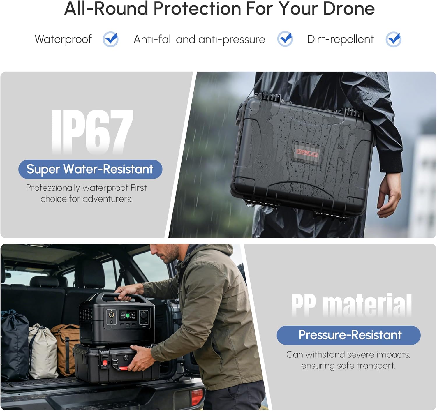 Detalle de STARTRC beschermkoffer voor DJI Avata 360 Fly More Combo, IP67, zwart