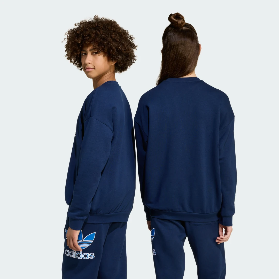 Detalle de Sudadera cuello redondo Trefoil (Adolescentes) de Adidas, azul